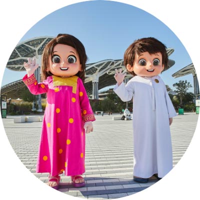 Expo 2020 mascots Latifa and Rashed