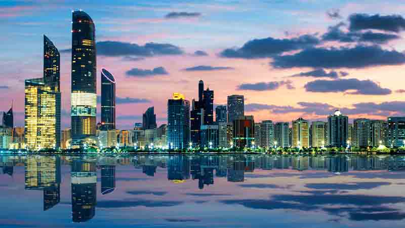Abu Dhabi skyline at night